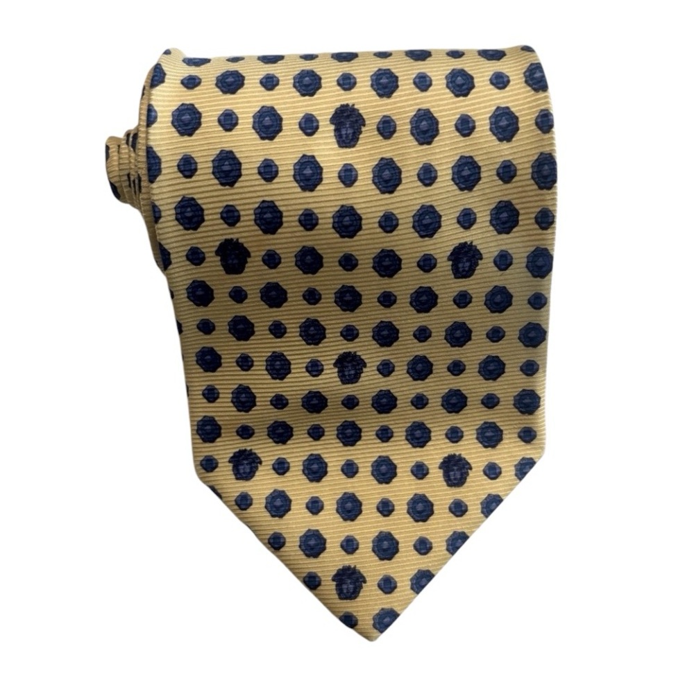 Vintage GIANNI VERSACE 100% silk tie yellow blue Medusa Made in Italy luxury